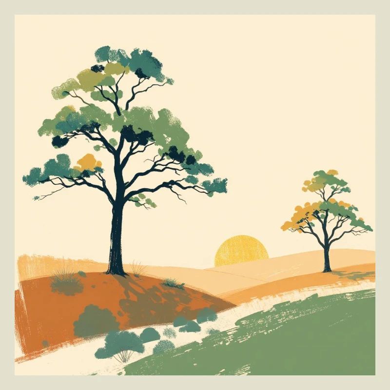Pastel Sunset Trees
