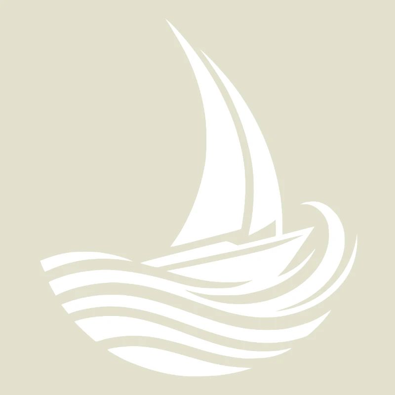 Minimalistisch maritim Segelboot trifft Welle