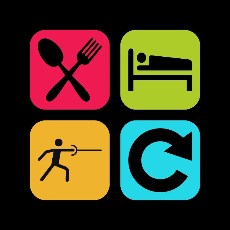 Mange, Dors, Escrime, Répéte, Citation drôle : Épée