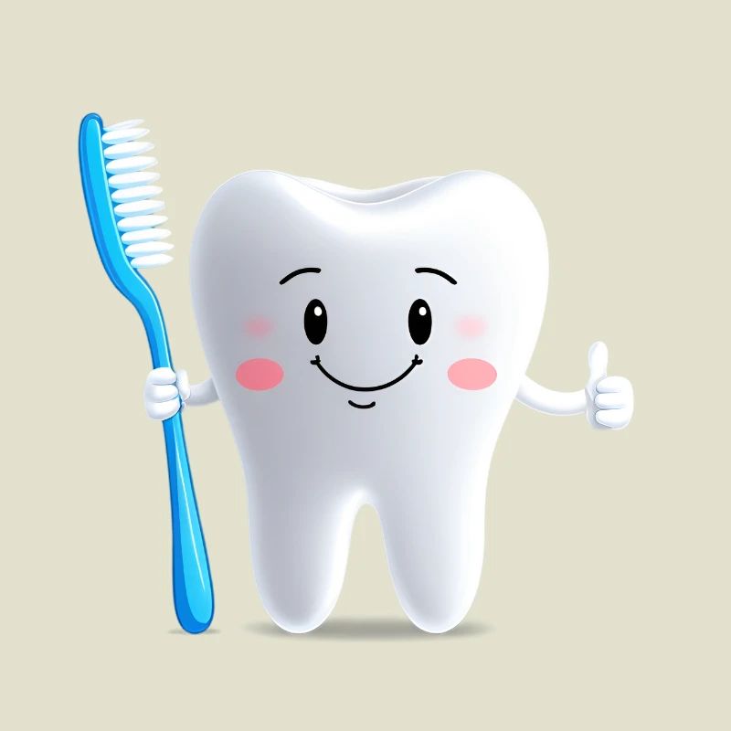 Smiling tooth with toothbrush