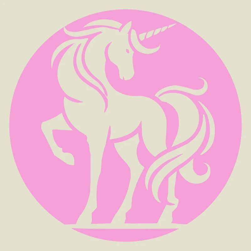 Pink Unicorn Silhouette Circle