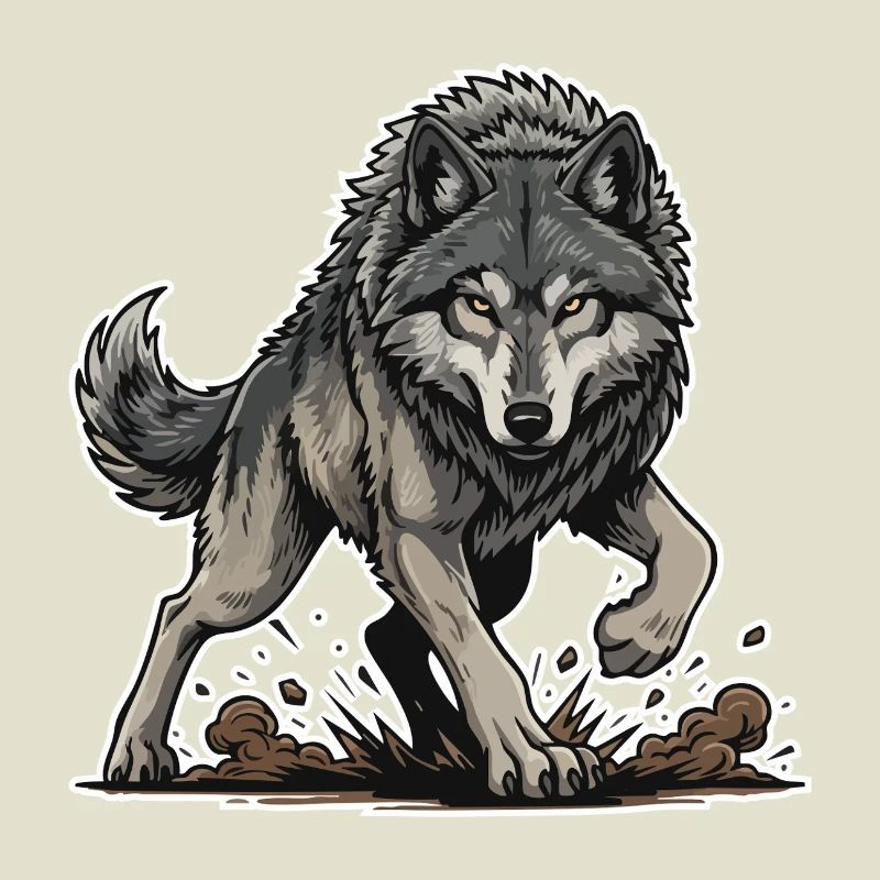 Wild Gray Wolf Walking Maskottchen Wolf Alpha