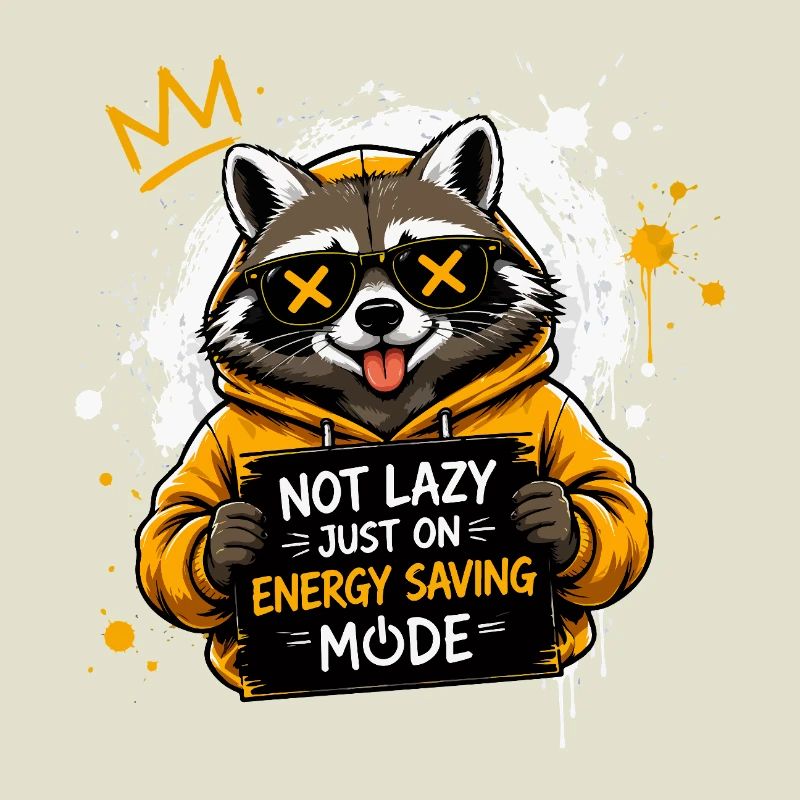 Raccoon Power Saving Mode Pullover Hoodie