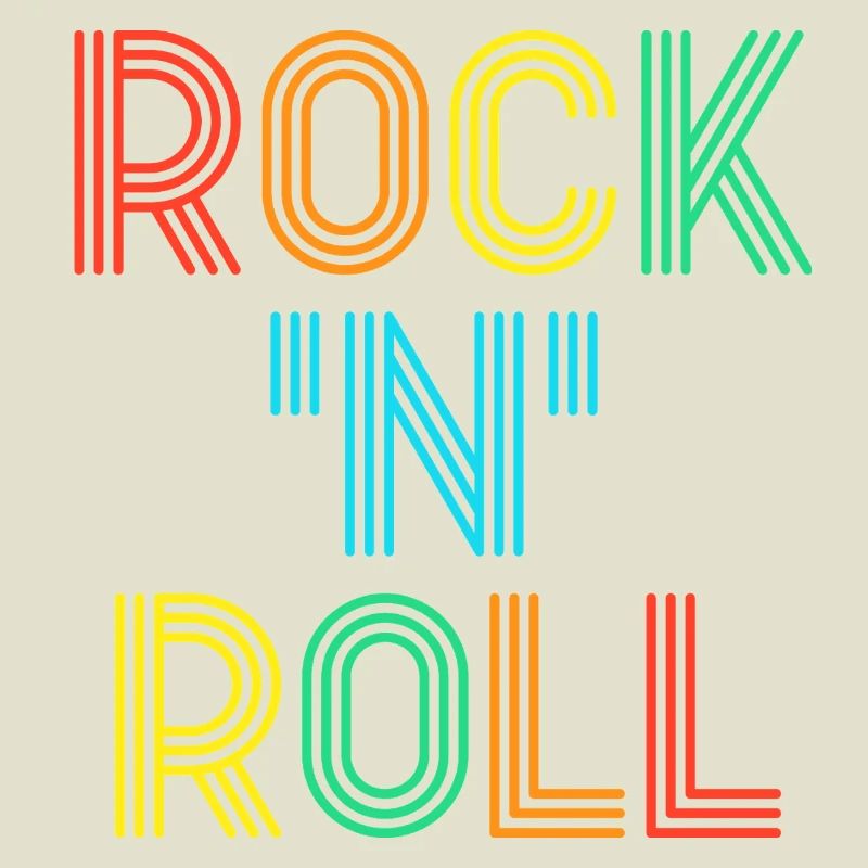Rock'N'Roll Multicolored Retro Neon Text