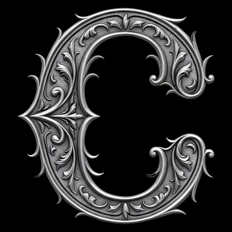 der Buchstabe C Silber Metallic Ornament