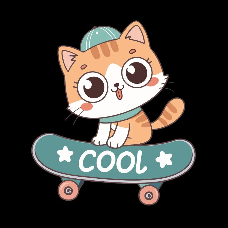 Chat sur skateboard pastel