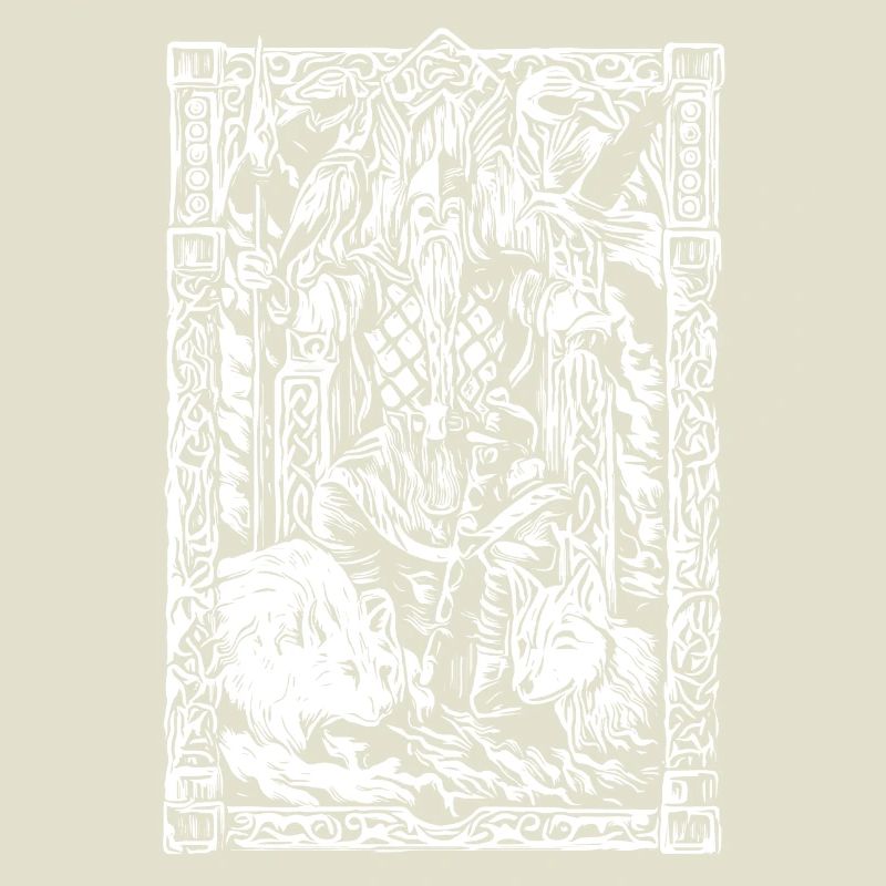 Table viking avec loups et corbeaux