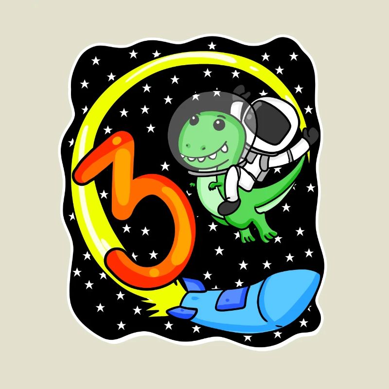 Young 3 years old dinosaur astronaut