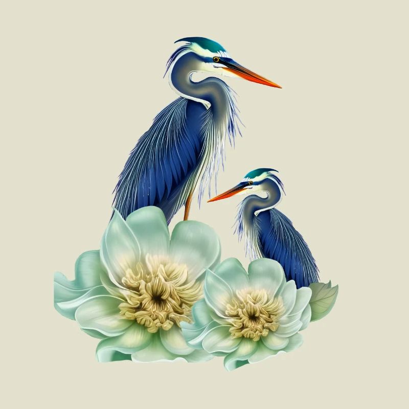 Der elegante Kranich mit Blumen