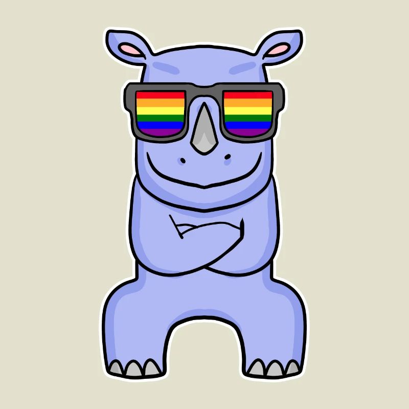 Regenbogen - Nashorn mit Brille