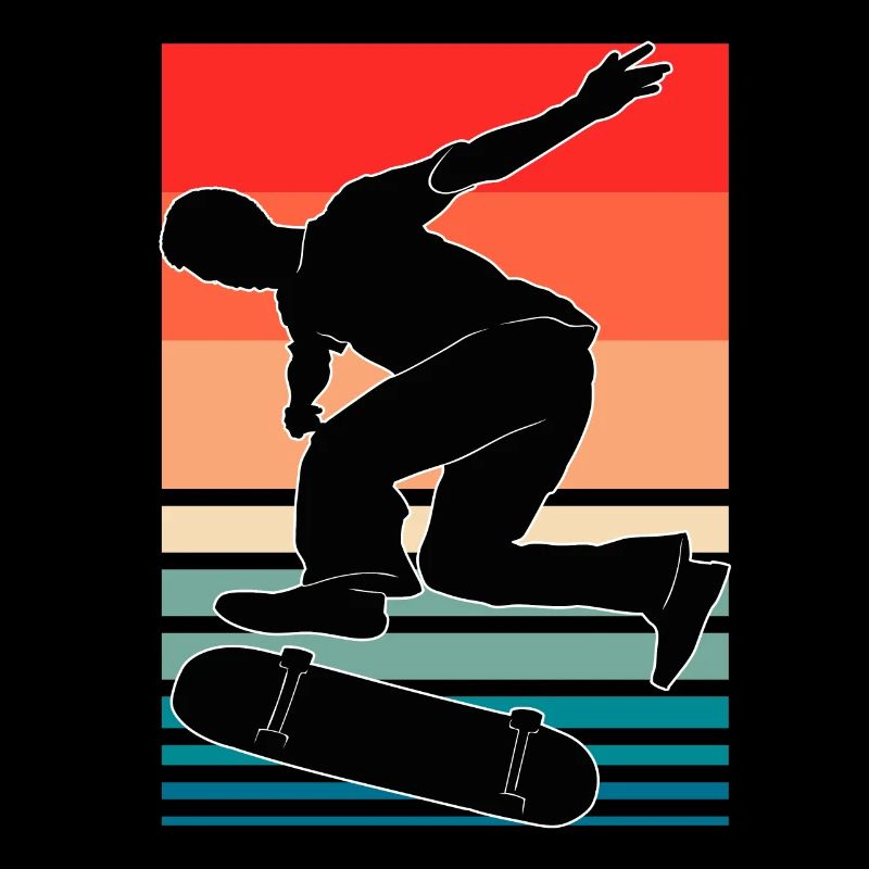 Skateboard Skateboarder Silhouette Coloré
