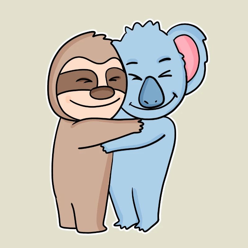 Sloth and koala hugging - hug