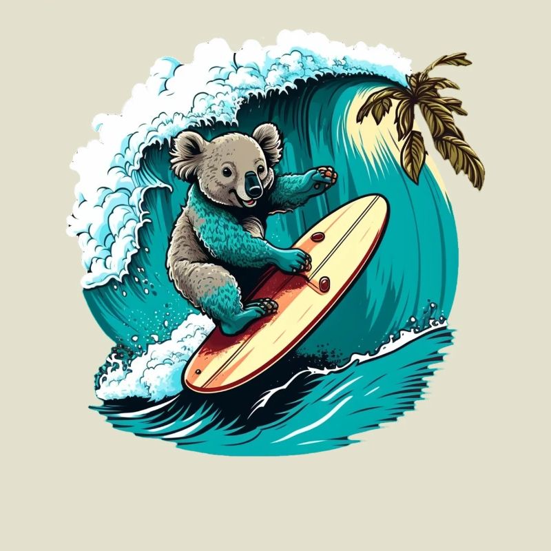 Koala hat Spass beim Surfen