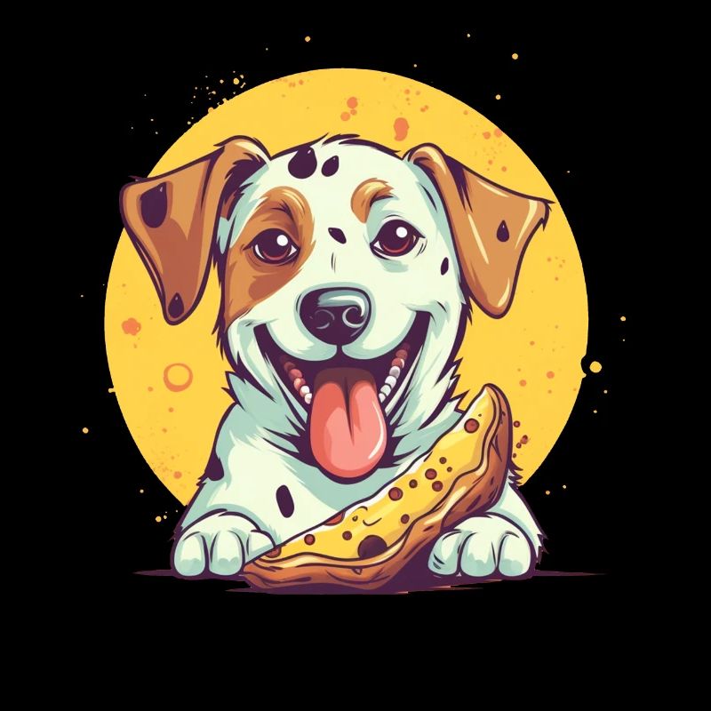 Chien avec pizza
