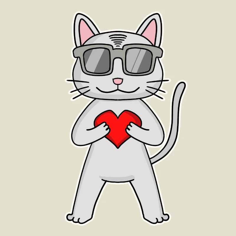 Katze mit Herz und Brille - Devon Rex