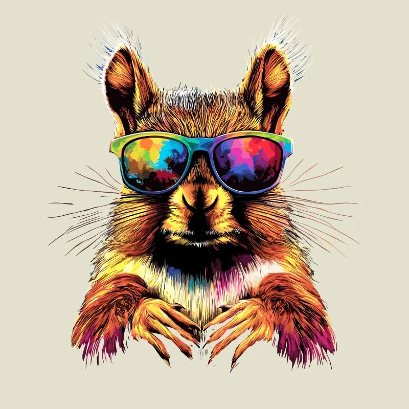 Eichhörnchen Kopfhörer Bunt Popart DJ Eichhörnchen