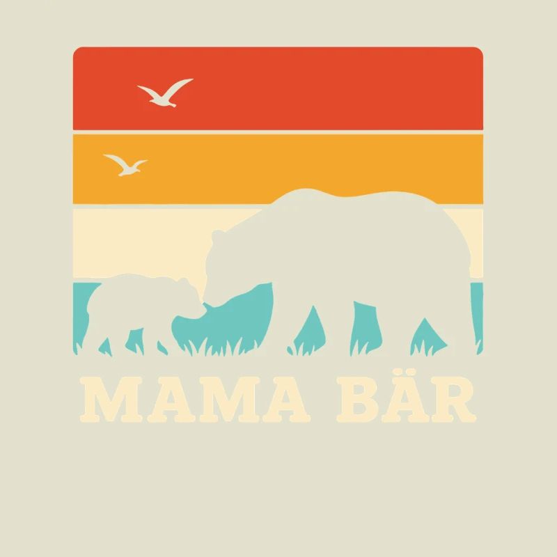 Mama Bear Retro Stripes Vintage Mère et Bébé