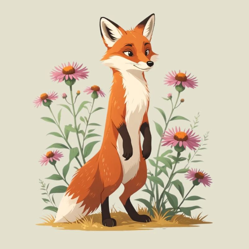 Fox with floral pattern illustration