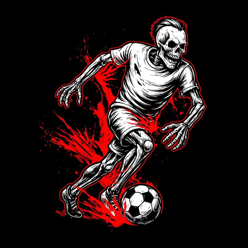 Skeleton Soccer Player Spooky Halloween