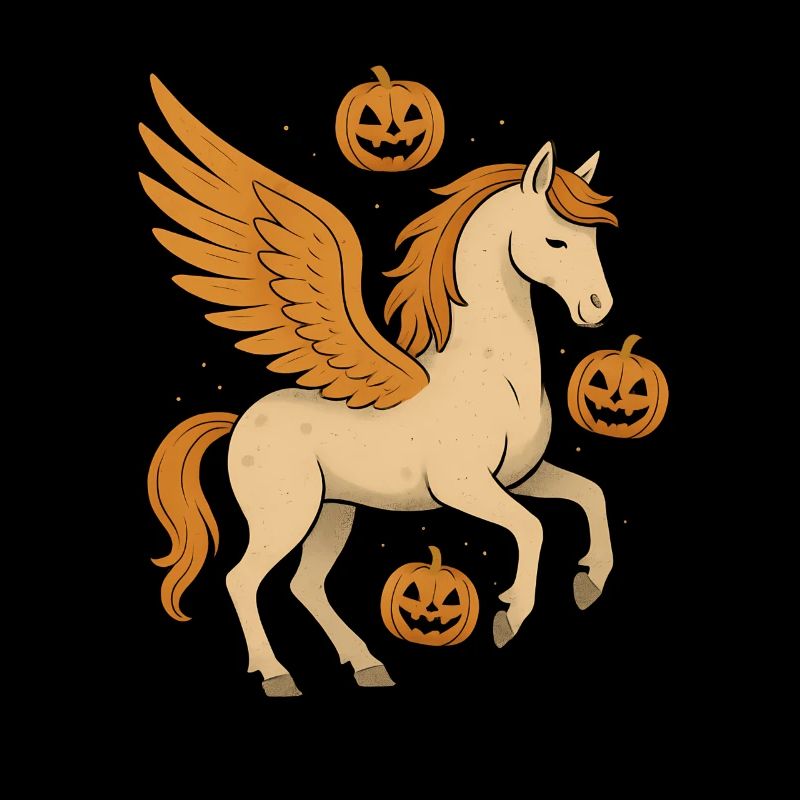 Winged steed with pumpkins