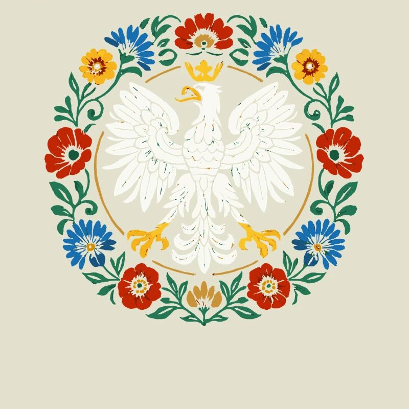 Polnischer Adler Volksemblem mit Blumen