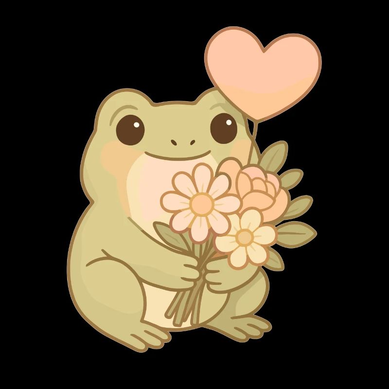 Grenouille Kawaii avec des fleurs – Art mignon en Frogcore