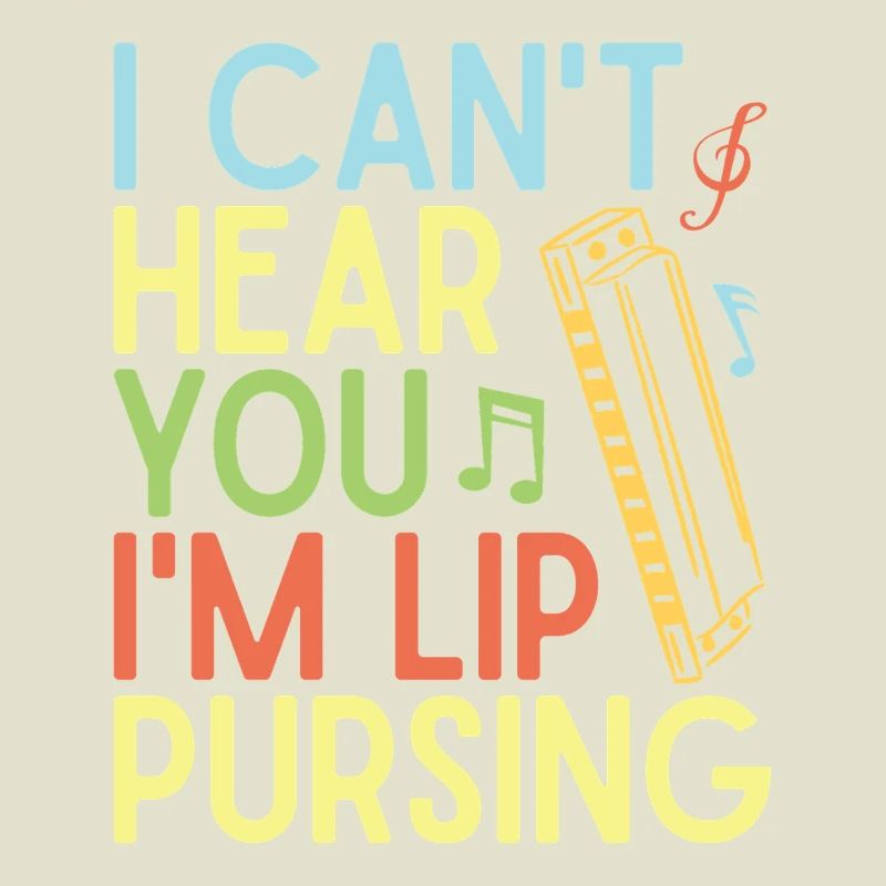 Funny Harmonica Player Lip Pursing Harmonica