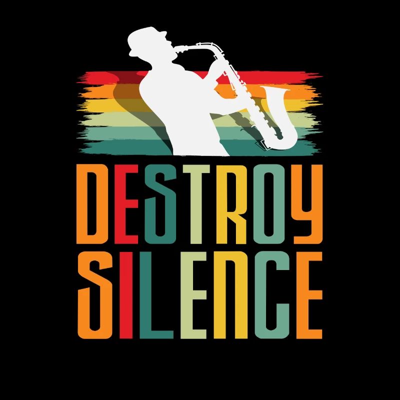 Retro saxophone saxophonist Destroy Silence