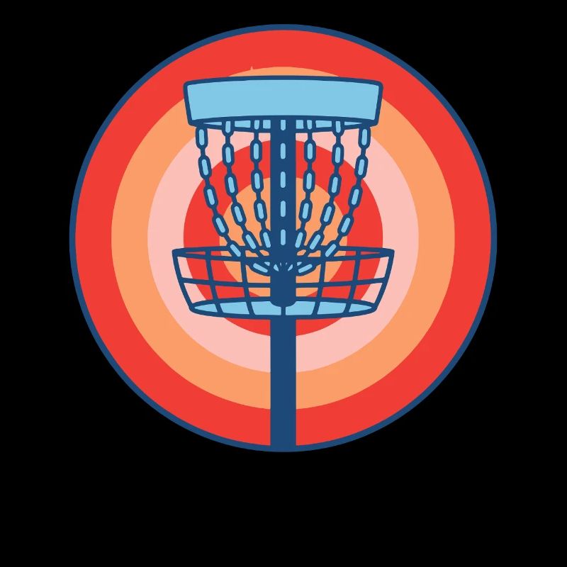 Disc Golf Basket Scène rétro du disc golf volant