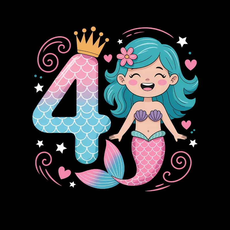 Mermaid 4th Birthday 4 Years