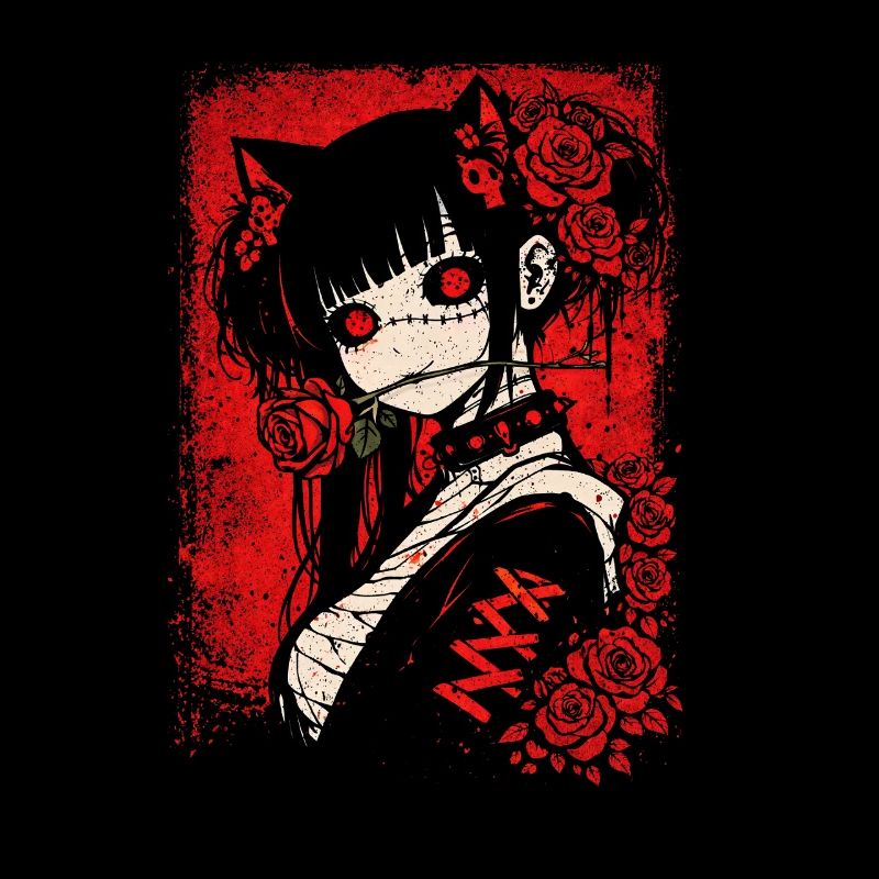 Japanisches Horror Anime Mädchen Gruseliges Goth