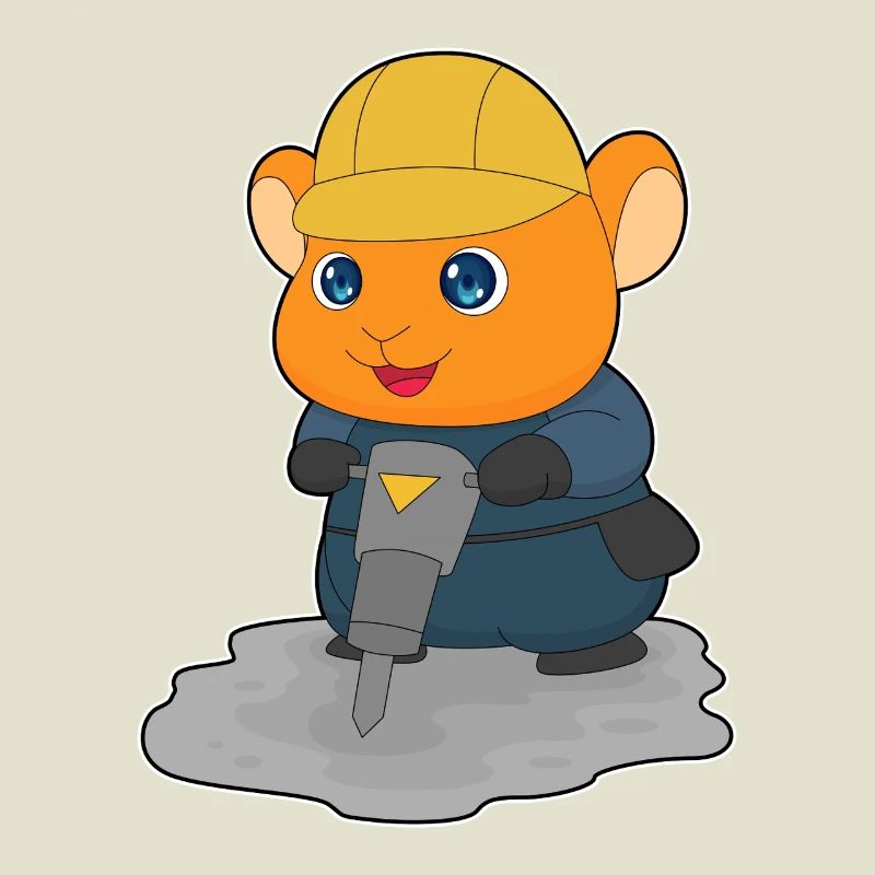 Hamster Construction Worker Jackhammer Construction Site