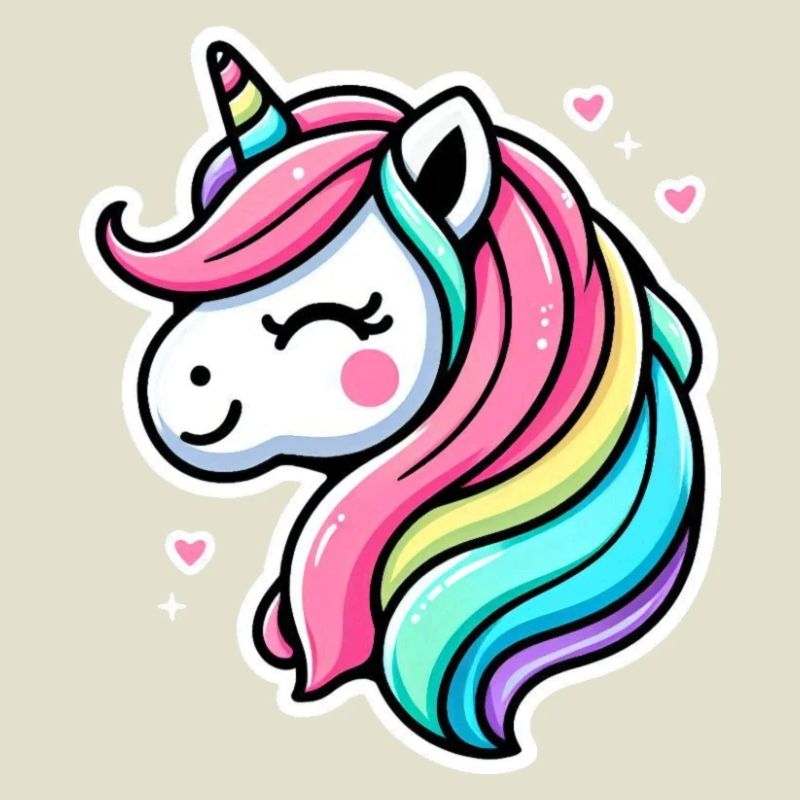 Einhorn Comic Regenbogen Herzen