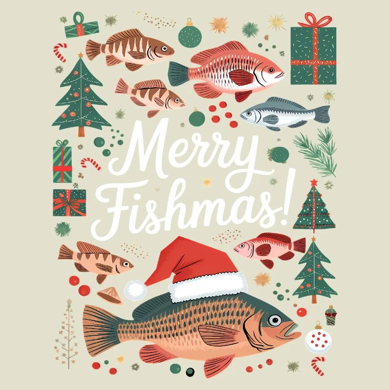 Angler Weihnachtspullover Fisch Merry Fishmas