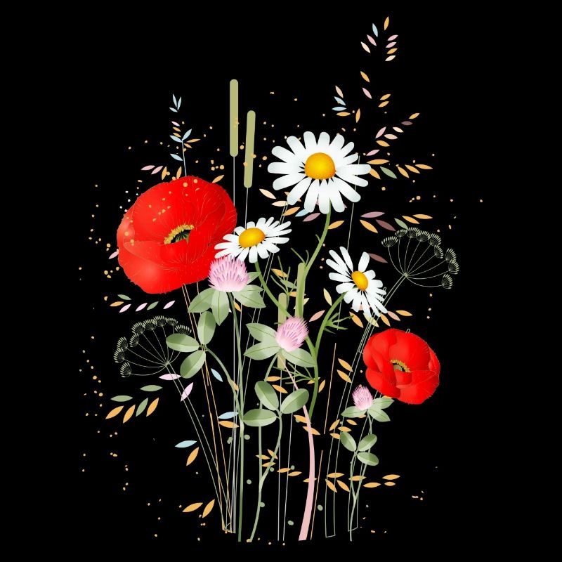 wunderschöne blühende Sommerwiese mit Mohnblumen