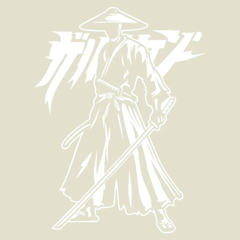 Samurai silhouette with katana and lettering