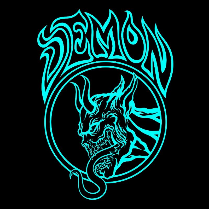 BLUE Demon – Infernal Line Art Illustration