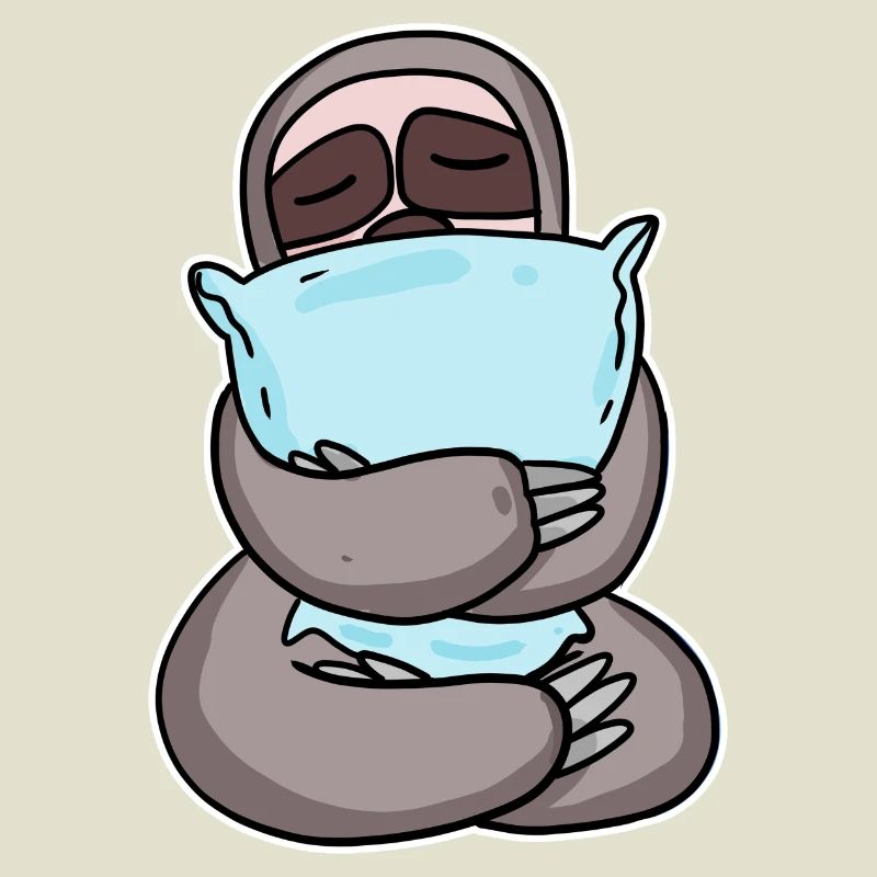 Sloth with pillow