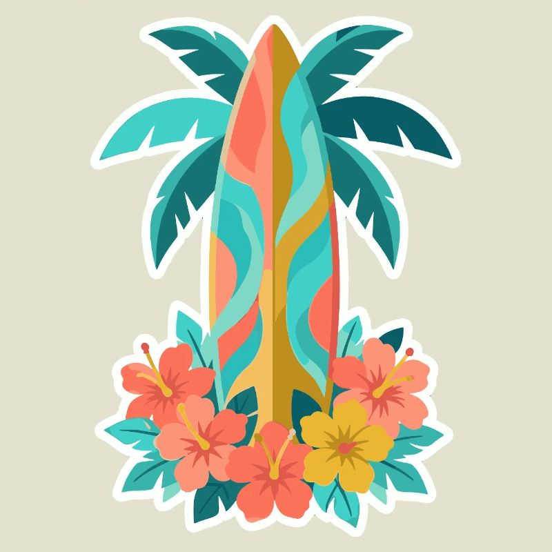 Tropical Surfboard Hibiscus Bloom