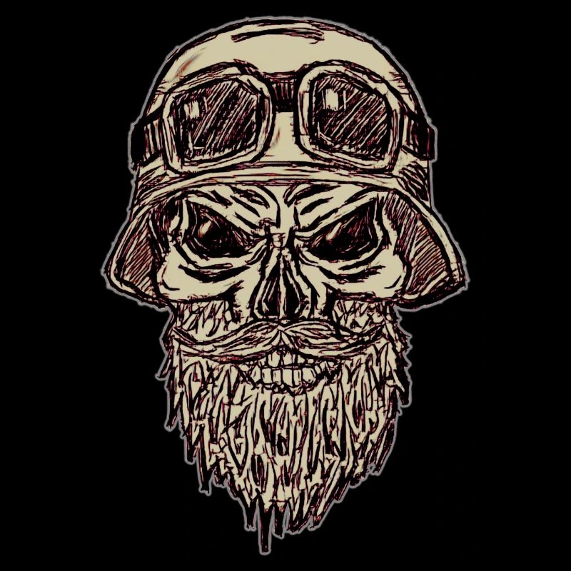 Skull with beard and helmet
