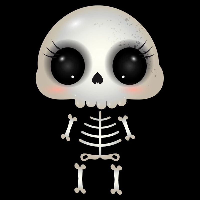 cute skull with dark eye sockets and eyelashes