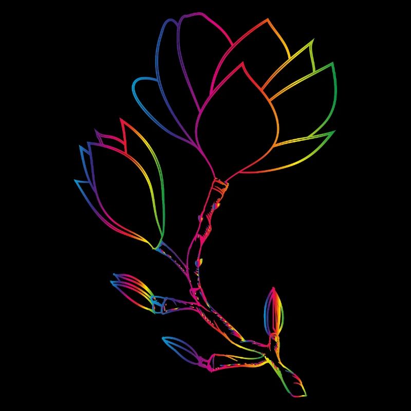 Dessin au trait de magnolia coloré moderne