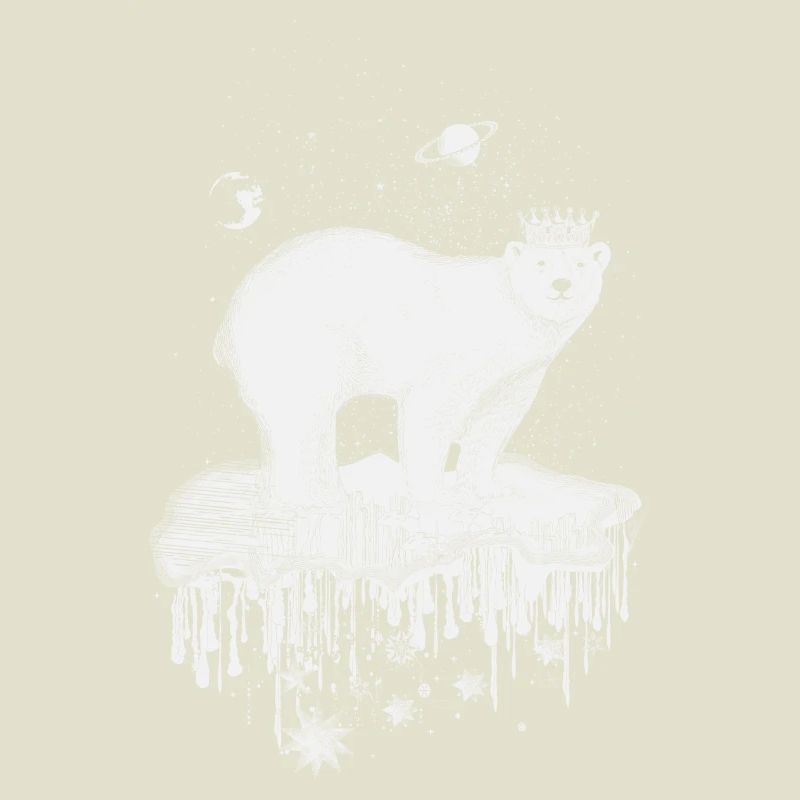 Polar bear with crown on ice floe