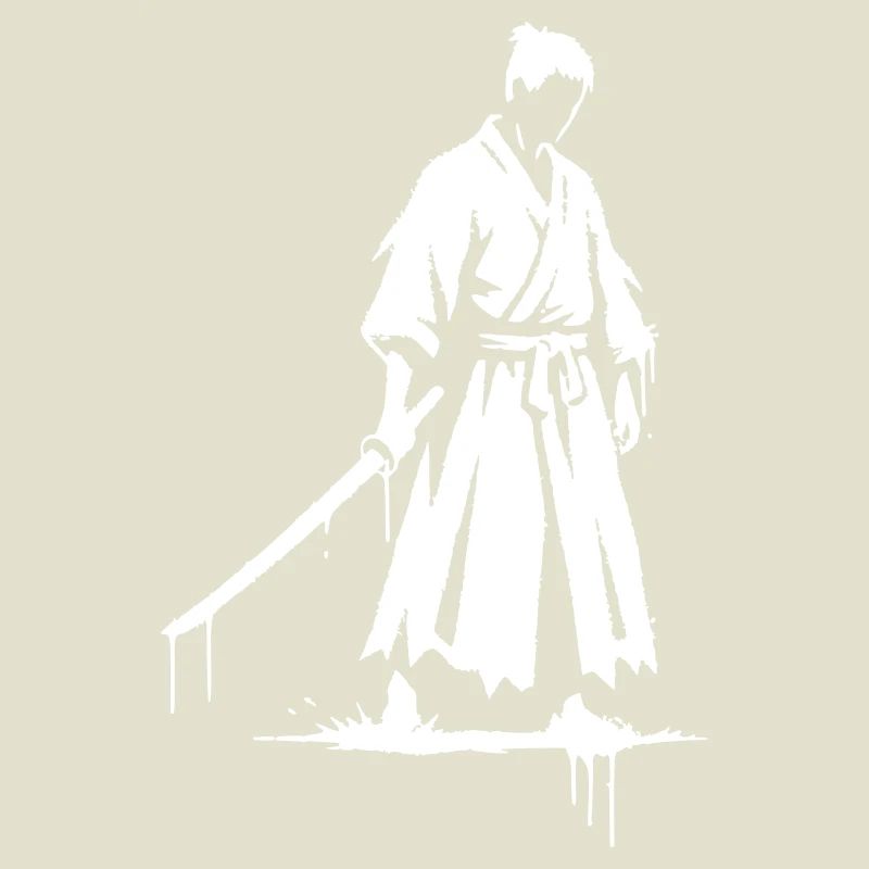 Graffiti de guerrier samouraï ronin triste