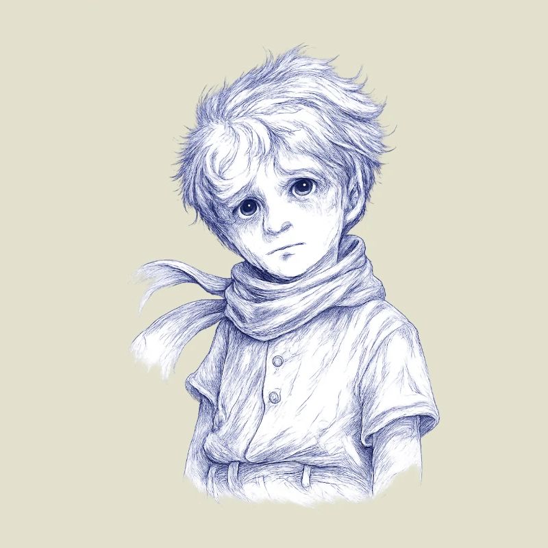 Garçon crayon bleu avec écharpe