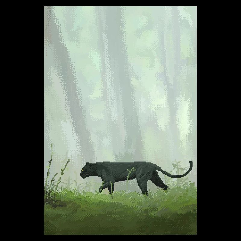 Panthère de la jungle rétro en pixel art