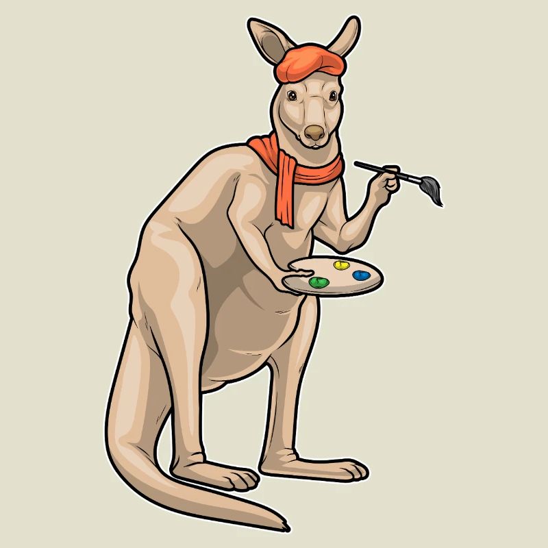 Kangaroo Painter Brush Painting