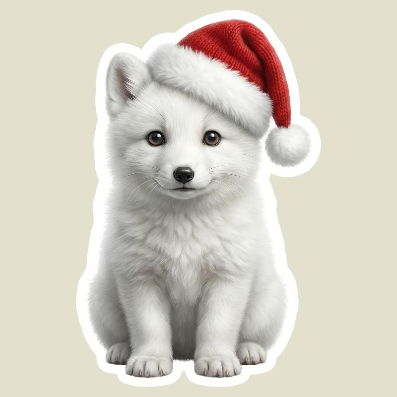 White arctic fox in deep snow