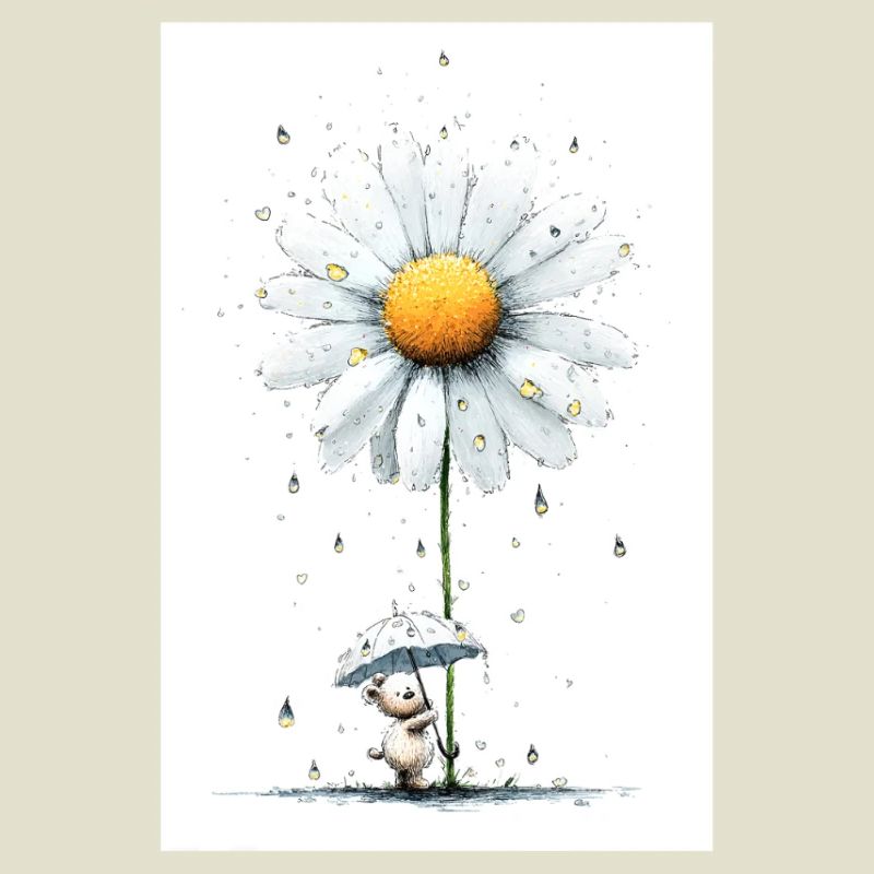 Gänseblümchen Bär mit Regenschirm