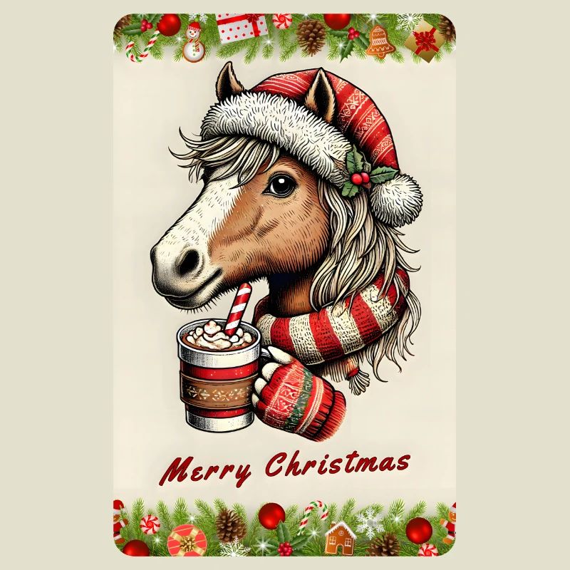 Cheval de Noël au chocolat chaud